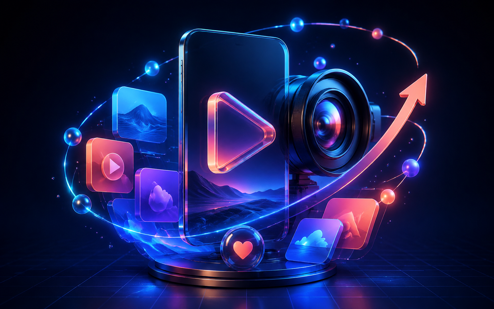 A small-business content studio with a camera, lighting and products